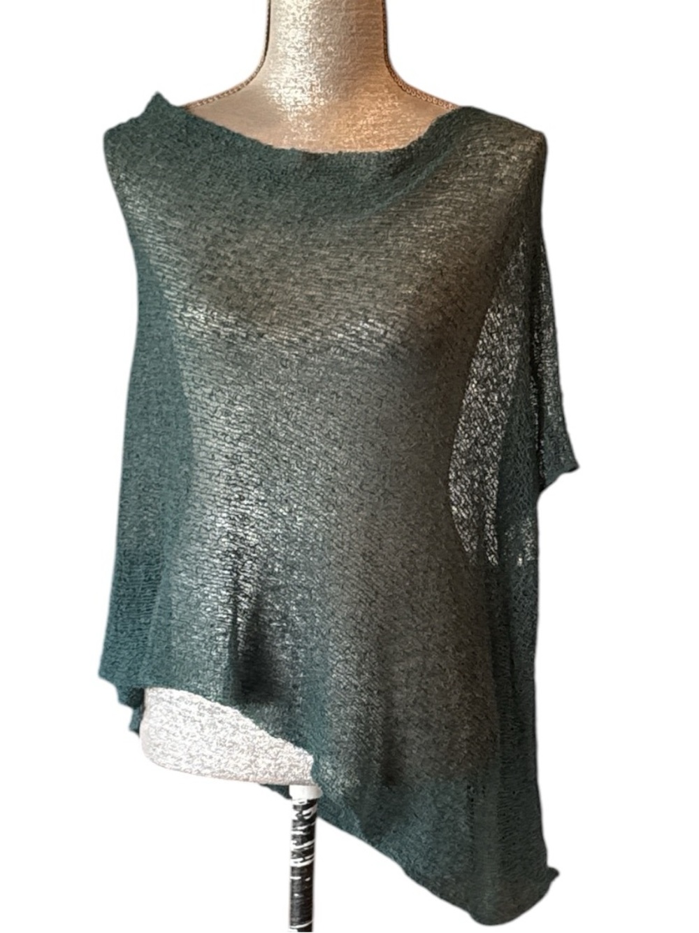 Nectar Creations Fancy Jasper Asymmetrical Fishnet Knit Poncho Size  OS